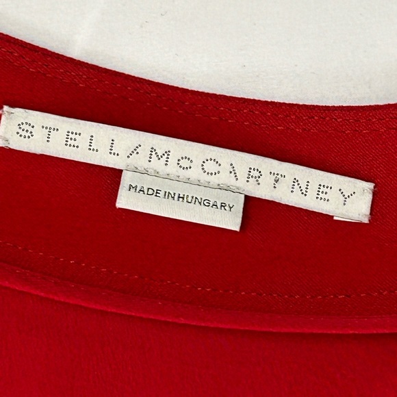 Stella McCartney Deep V Neck Long Sleeve Midi Dress in Red Romance size 44/US 12 - Picture 4 of 16